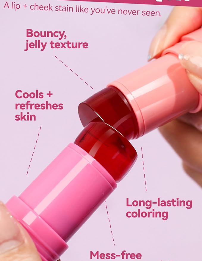 Jelly Blush Stick, Water Jelly Tint Makeup, Sheer Lip & Cheek Tint Stain - Buildable Lightweight Finish, Moisturizing Waterproof Long Lasting Water Tint Lip Stain Makeup