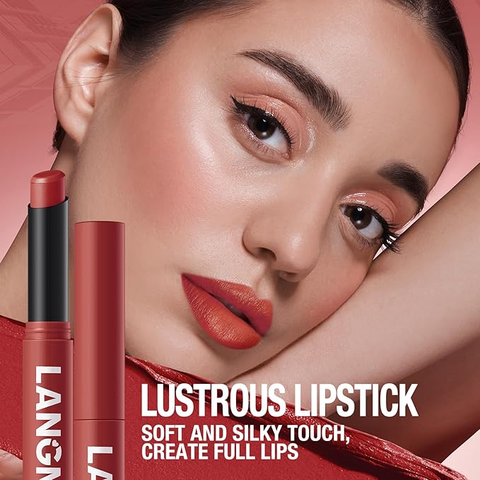 Jolilab 2Pcs Velvet Matte Lipstick Nude Matte Soft Dark Color Stick High Pigmented Long-Lasting Waterproof Lip Stick Lip Balm Beauty Cosmetics Gift for Girls and Women（05#+06#