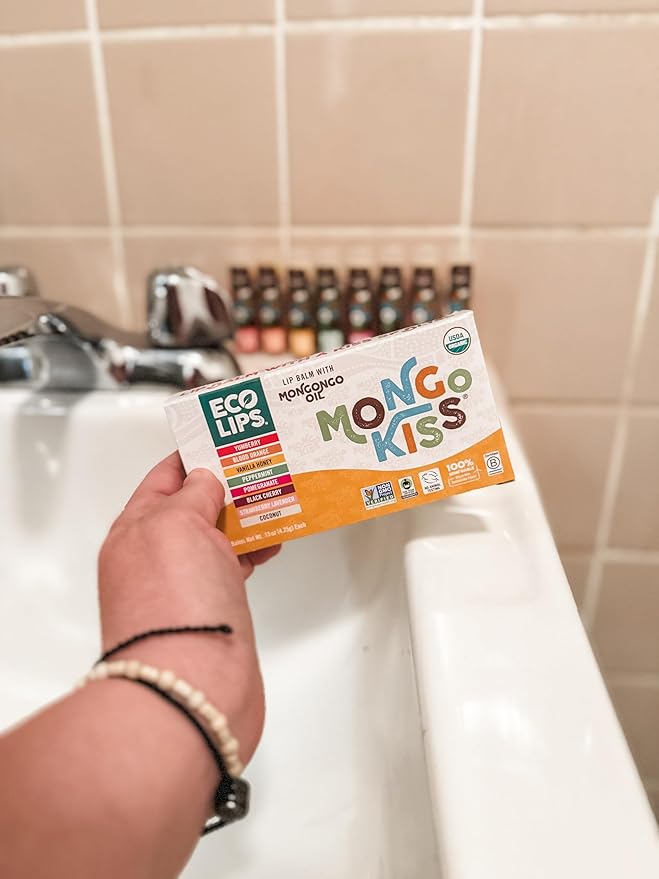 Mongo Kiss USDA Organic Lip Balm Set 8-pack (0.15 oz. each) with Mongongo Oil & Cocoa Butter to Moisturize Chapped Lips | Made in USA by Eco Lips (Variety)