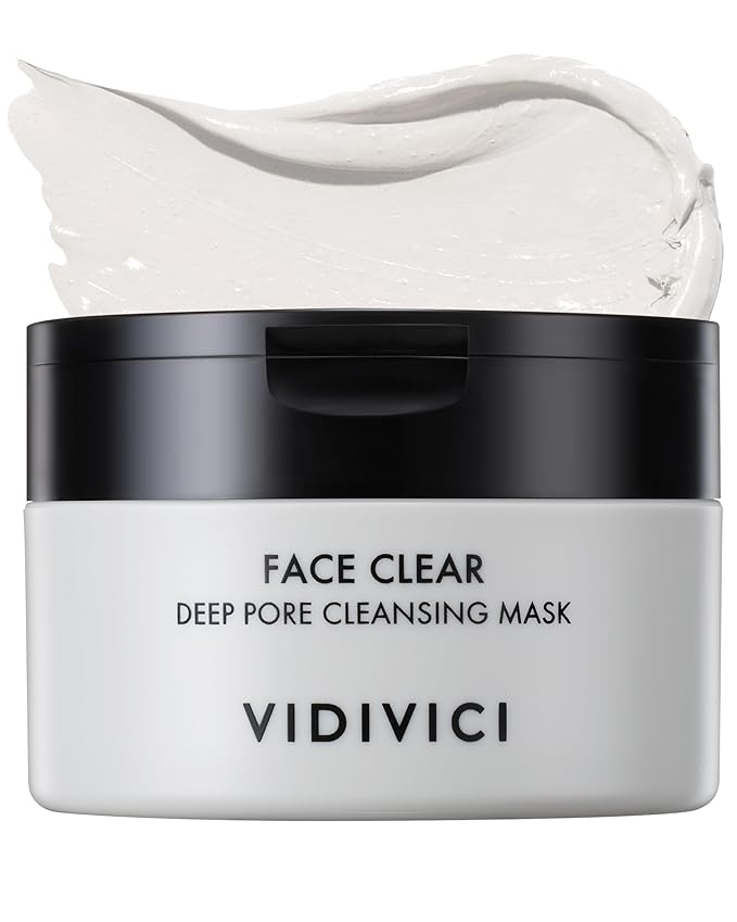 VIDIVICI Korean Deep Pore-Cleansing Clay Mask – Gently Exfoliates & Soothes Oily, Sensitive Skin – Mud Wash-Off Formula for Sebum Control, Cooling Hydration & Pore Tightening – 3.38oz