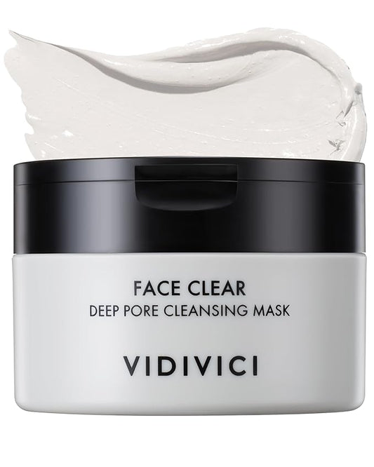 VIDIVICI Korean Deep Pore-Cleansing Clay Mask – Gently Exfoliates & Soothes Oily, Sensitive Skin – Mud Wash-Off Formula for Sebum Control, Cooling Hydration & Pore Tightening – 3.38oz