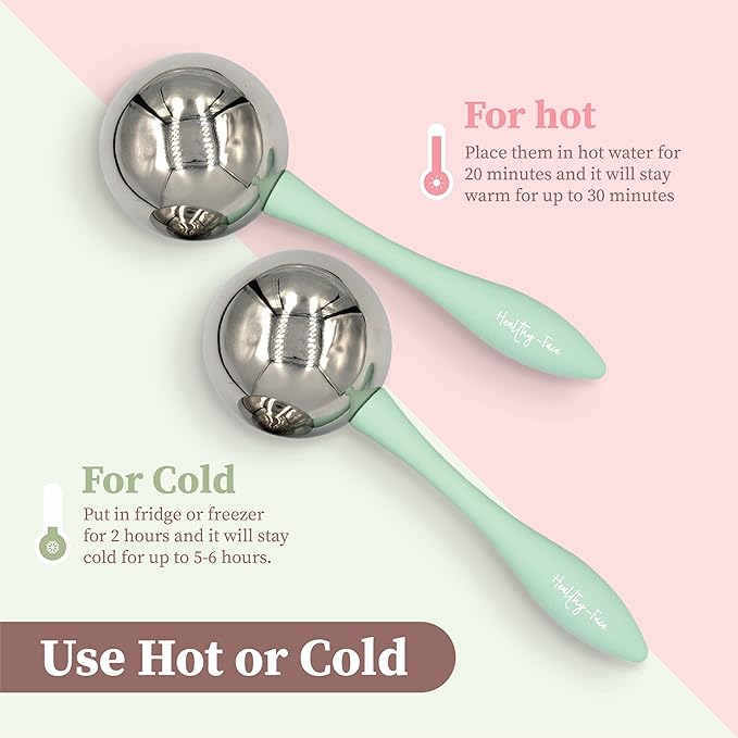 Facial Ice Globes for Face - 360 Stainless Steel face wand Globes Massager For Puffy Eyes & Dark Circles, Stimulates Collagen to Tighten Skin & Shrink Pores, Enhance Circulation & Smooth Looking Skin