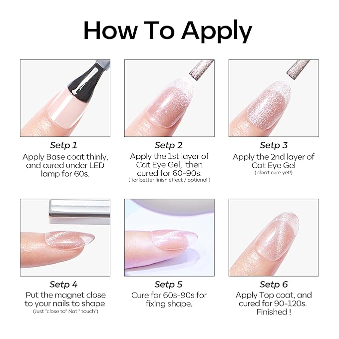 modelones Cat Eye Gel Nail Polish, 6 Colors Nude Gel Polish Pink Glitter Brown with Magnet Sparkle Galaxy Series Nail Polish Kit Soak Off Led Nail Art Manicure Salon DIY Gifts