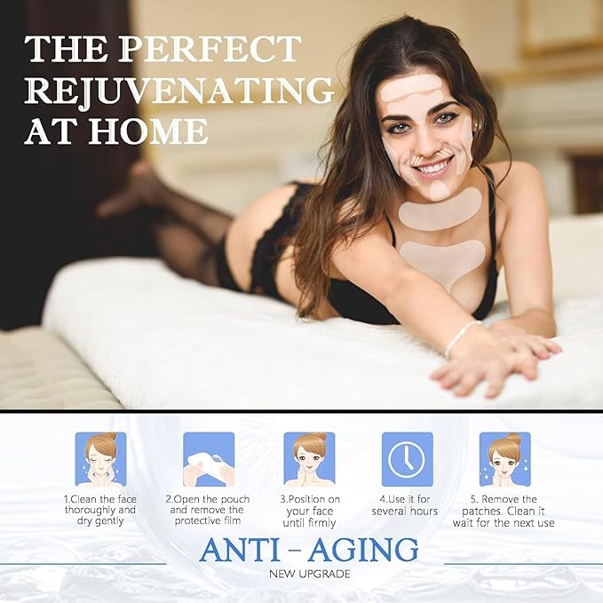 18 Pcs Wrinkle Patches，Reusable Silicone Face, Forehead, Neck & Chest Wrinkle Pads – Anti Aging Overnight Facial Smoothing Pads for Fine Lines, Decollete Care, Skin Rejuvenation