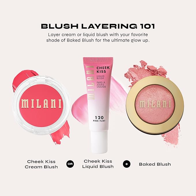 Milani Baked Blush, Powder Blush for Cheeks, Cruelty Free Makeup - Shape, Contour & Highlight Face for a Shimmery or Matte Finish -Luminoso