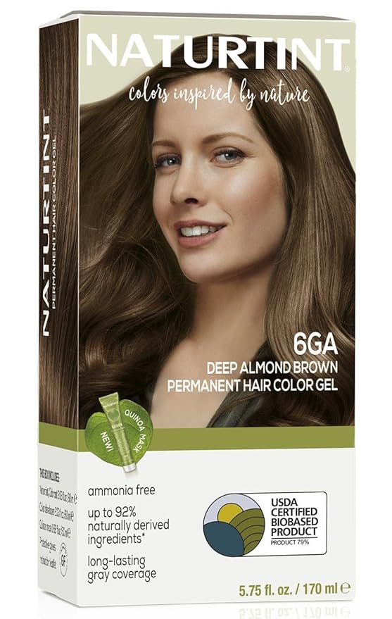 Naturtint 6GA Deep Almond Brown Permanent Hair Color (Pack of 1), Ammonia Free, Vegan, Cruelty Free, up to 100% Gray Coverage, Long Lasting Results (Packaging may vary)