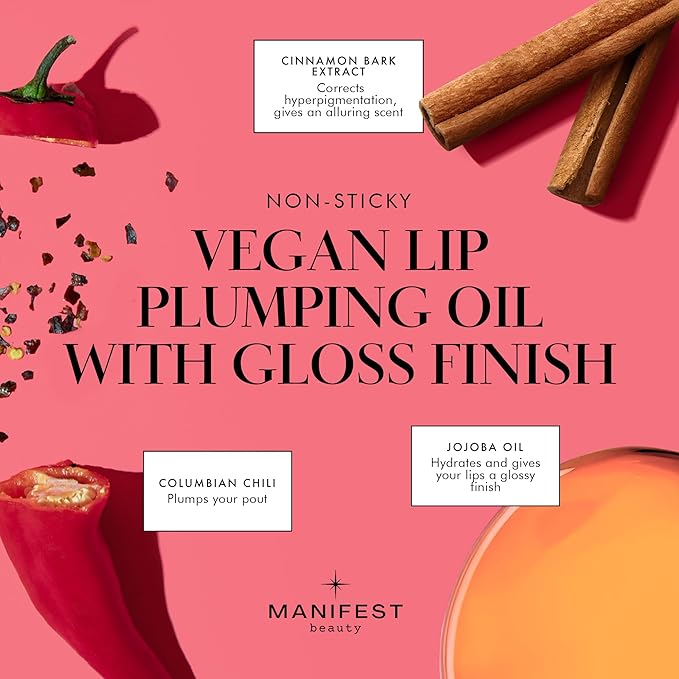 BIG POUT ENERGY Lip Plumper, Chili-Infused Lip Plumping Oil for Full and Smooth Lips, Lip Gloss Finish, With Easy Swipe XL Wand Applicator, Crystal Clear, 0.12 fl oz