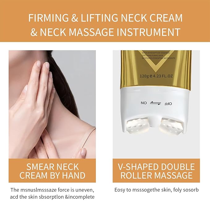 AH-8 Firming Neck Cream with Roller, Tightening & Lifting Cream for Sagging Skin, Contains Hexapeptide, Moisturizing for Face & Body Skin Tightening Cream