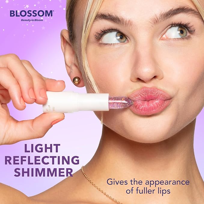 Blossom pH Adjusting Shimmering Lip Balm Moisturizing Glitter Sparkle Lip Balm, 0.12oz./3.5g, Coral