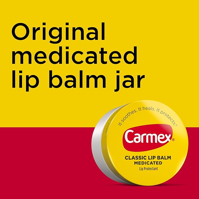 Carmex Medicated Lip Balm Jar, Lip Moisturizer for Dry, Chapped Lips, 0.25 OZ - (4 Packs of 3)