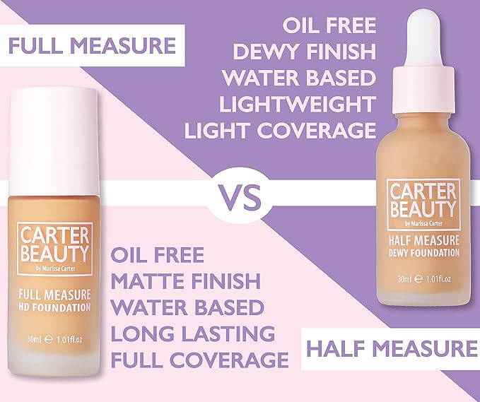 Carter Beauty By Marissa Carter Full Measure HD Foundation -Full Coverage Matte Formula - Water-Based, soft Skin Perfector - Vegan And Cruelty Free, Paraben And Sulfate Free - Caramel Chew - 1.01 OZ
