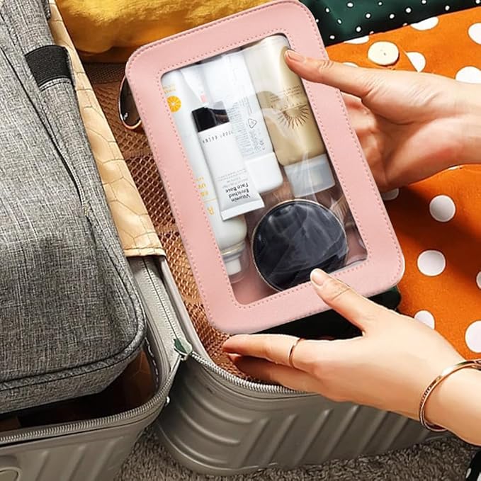 Clear Makeup Bag Small, TSA Approved Portable Toiletry Bag with Zipper Cosmetic Travel Bag Makeup Organizer Case Mini Makeup Pouch for Purse Car Organizer Bag for Women Men