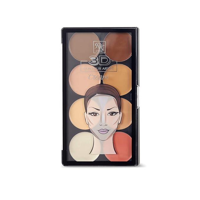 Ruby Kisses Flawless Finish with 3D Contour Cream Makeup Palette – Lightweight, Multi-Palette, Contouring Foundation, Creamy, Sculpt &Highlighting, Define Cheekbones (Light)