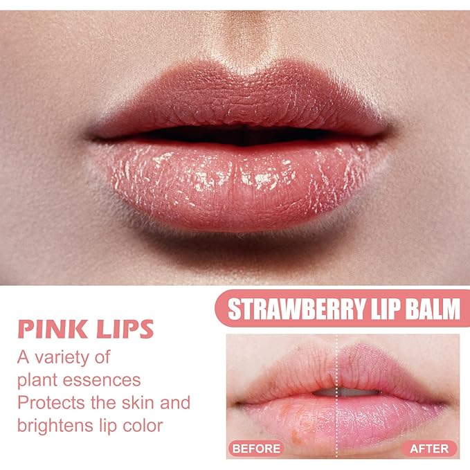 Honey Lip Balm Pot, Propolis Lip Mask, Strawberry Hydrating Propolis Lip Sleeping Mask, Prevent Dry&Cracked, Lip Repair Nourishes the Lip Skin (4pcs Strawberry)