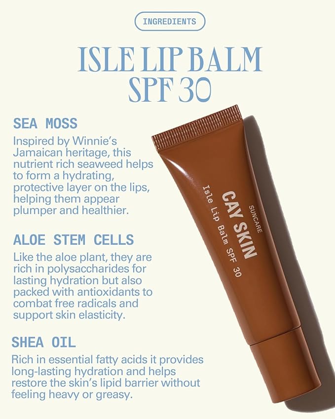 Cay Skin Isle Lip Balm SPF 30 – High Shine, Hydrating + Sheer Lip Gloss in Vanilla Brown Sugar Flavor – Formulated with Natural Ingredients for All Skin Tones – 3-Pack, Clear