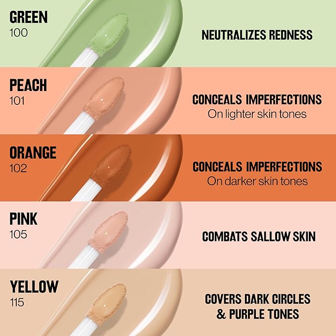 Revlon Glimmer Correcting Concealer, Liquid Under Eye Makeup, Made with Caffeine, Vitamin C, & Stevioside, 101 Peach, 0.3 fl oz