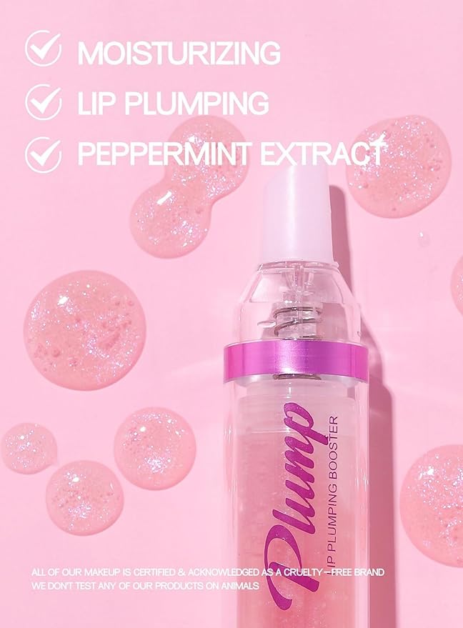 Lip Plumper 6 Colors Moisturizing Glossy Plumping Lip Gloss Long Lasting Hydrating Natural Lip Plumper for Women Girls (Color 04)