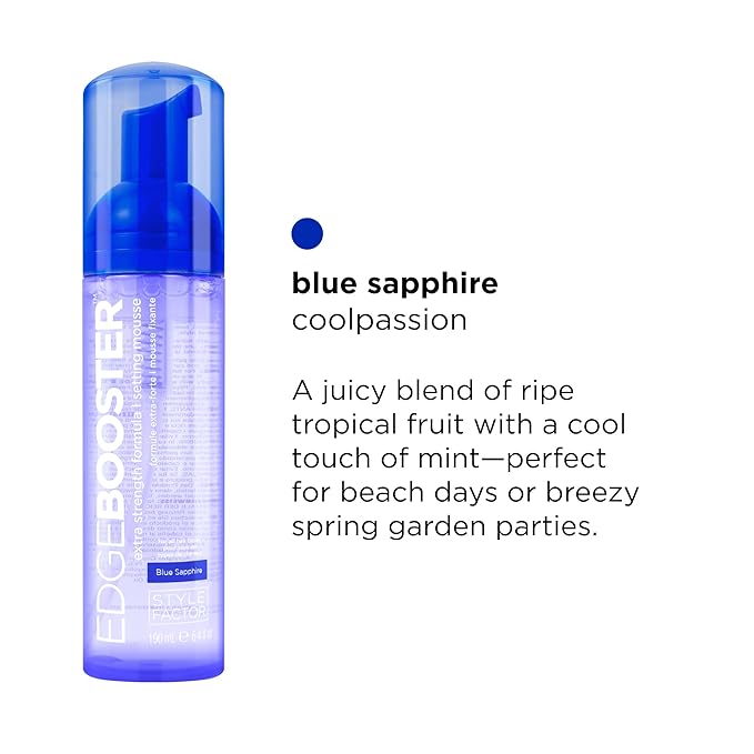 Style Factor EDGE BOOSTER Extra Strength Setting Mousse – Frizz Control, Extra Volume, and Conditioning – 2.5oz Blue Sapphire Mousse for Curly Hair