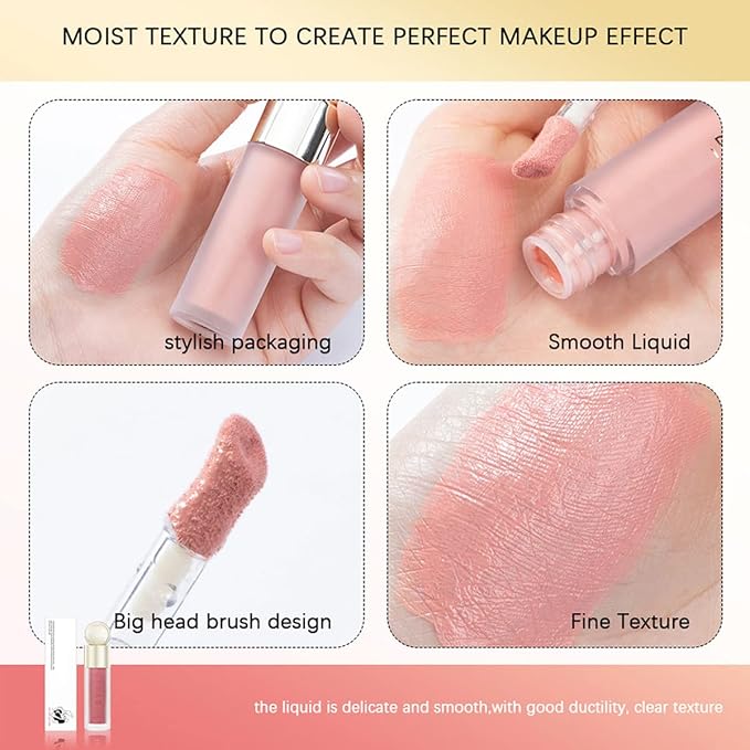 Liquid Blush for Cheeks, Soft Cream Face Blush Makeup, Natural Matte Finish Looking, Smudge Proof, Moisturizing Face Blush Stick for Cheek Tint