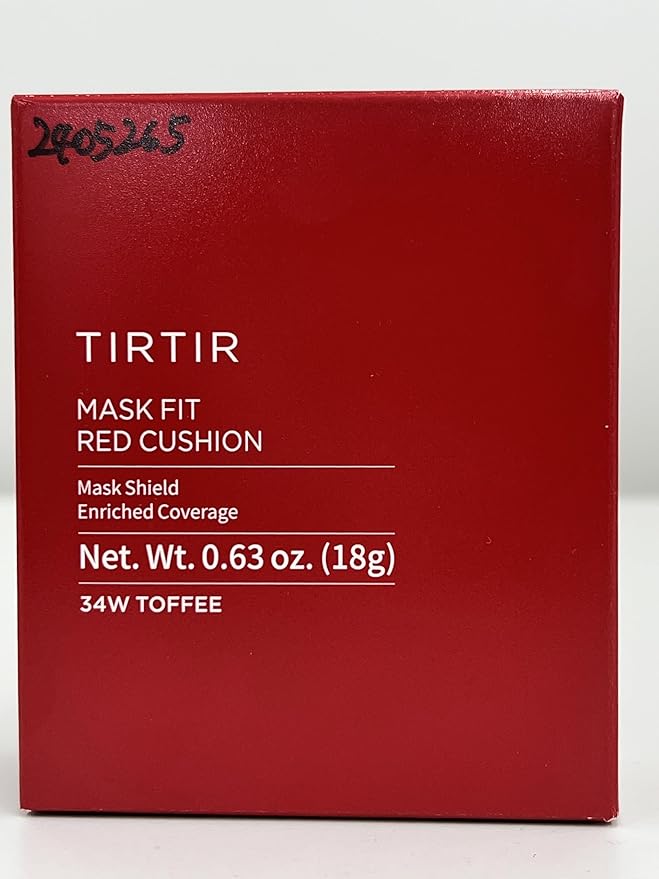 TIRTIR Mask Fit Red Cushion Foundation | Full coverage, Weightless, Skin fit, Satin Glow Finish, Korean Makeup, beauty, Tattoo cover up, Buildable (#34W Toffee, 0.63 Fl Oz)