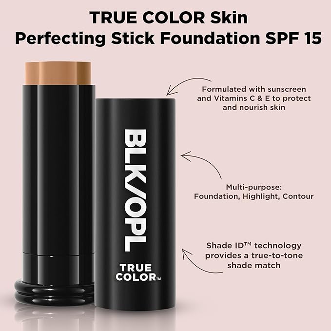 BLK/OPL Skin Perfecting Foundation Stick, SPF 15 Buildable & Blendable Face Foundation Makeup with Matte Finish - Full Coverage, Color Correcting & Sculpting - Hypoallergenic (Beautiful Bronze)