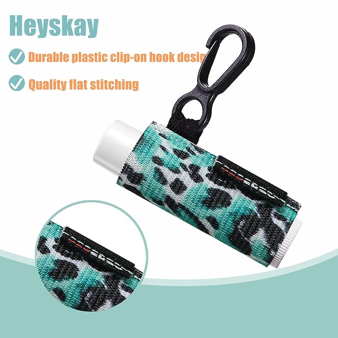 5pcs Lip Balm Holder Keychain Lipstick Sleeves Chapstick Lip Gloss Holder Keychain Elastic Sleeves for Men Women(Wave/Flower/Leo)