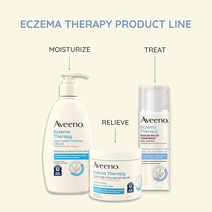 Aveeno Eczema Therapy Daily Moisturizing Body Cream for Sensitive Skin, Soothing Eczema Relief Cream, Colloidal Oatmeal & Ceramide for Dry & Itchy Skin, Steroid- & Fragrance-Free, 7.3 oz