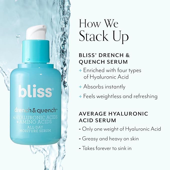 Bliss Skincare Serums Collection – Brightening, Hydrating, Clarifying & Anti-Aging Face Serums for All Skin Types, Vegan & Cruelty-Free (1 Fl Oz, 06 - Hyaluronic Acid Super Serum)