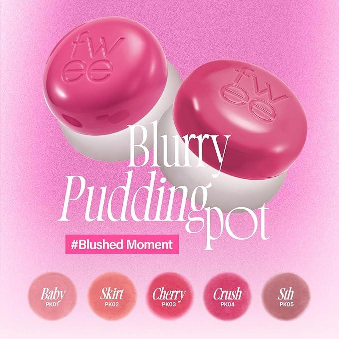 Lip&Cheek Blurry Pudding Pot | Blushed Moment - Skirt | Makeup Blush, Buildable Lightweight, Multi-Use Soft Matte Finish | 5g