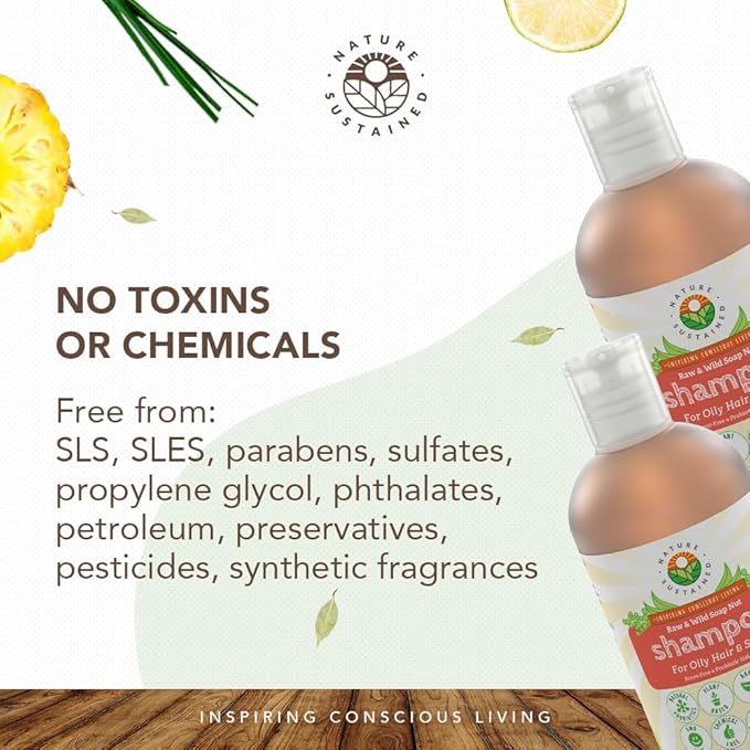 Natural Shampoo for Oily Hair & Scalp - Organic, Raw & Wildcrafted with Probiotics, Hypoallergenic & Sulfate Free Herbal Shampoo for Oil Control, Dandruff, Seborrheic Dermatitis - Gallon, Original