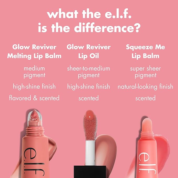 e.l.f. Glow Reviver Melting Lip Balm, Hydrating Tinted Lip Balm For A Glossy Finish & Soft, Supple Lips, Vegan & Cruelty-Free, Strawberry Shortcake