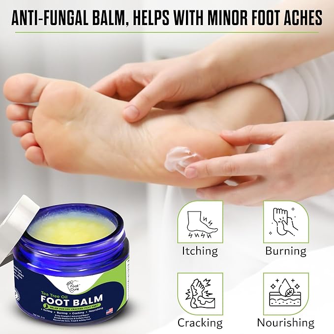 Tea Tree Oil Balm – Moisturizer for Dry Cracked Feet – Instantly Hydrates & Soothes Irritated Skin & Athlete's Foot – Best Care for Women and Men – Made in USA