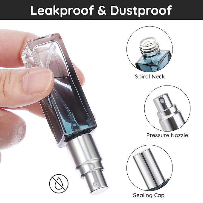 Segbeauty Refillable Perfume Bottle Travel, 5 Set of 10ML Pocket Glass Perfume Atomizer, Empty Fine Mist Mini Travel Bottles Set Cologne Atomizer Dispenser Fragrance Sprayer Cosmetic Container