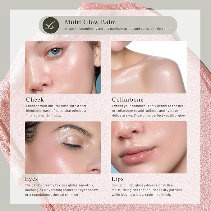 Multi Glow Balm, Cream Blush for Cheeks, Blush Balm Face Makeup, Radiant Finish, Hydrating, Creamy, Lightweight & Blendable Color, Face Balm, 0.63 Oz (Dewy)