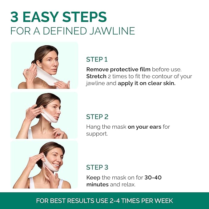 PLANTIFIQUE V-Line Collagen Mask for face 10 PCS | Chin Strap for Women & Men | V Line Lifting Mask with Collagen and Hyaluronic Acid V Shape Face Tape Chin | Skin Firming