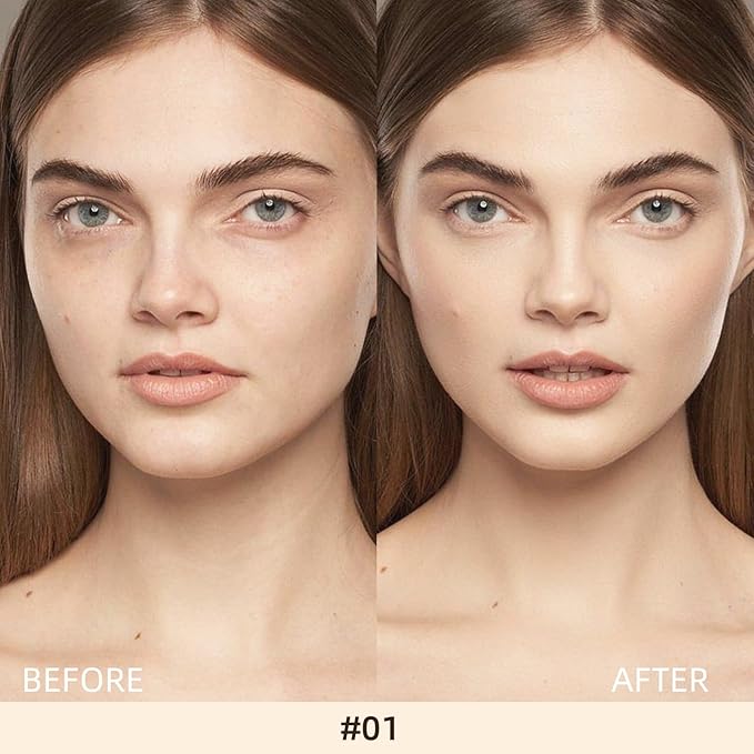 Liquid Concealer Makeup, Full Coverage Concealer, Cream Face Concealer with Cushion Applicator, Highly Pigmented, Natural-Looking, Hydrating, Waterproof Concealer (#04 Ivory)