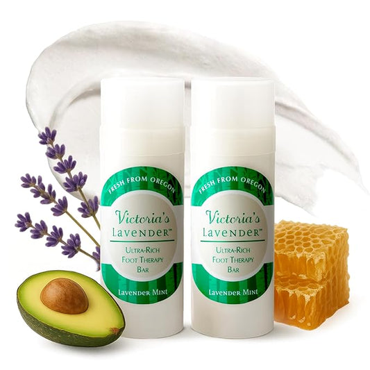 Victoria's Lavender Heel Balm Stick – Ultra-Rich Foot Therapy Balm for Dry, Cracked Feet – Softener for Cracked & Rough Skin – Dry Heels Treatment for Men and Women - Lavender Mint - 2 packs