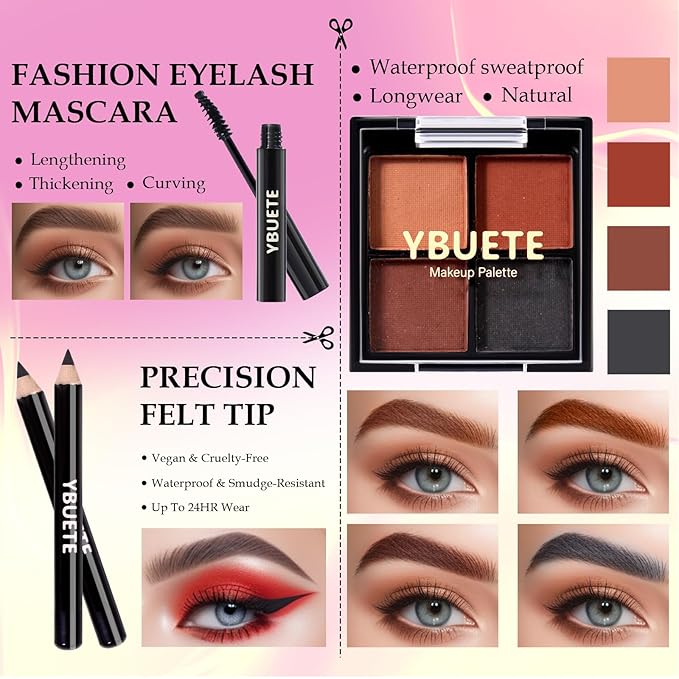 Makeup Kit for Teens Girls Women, Full Starter Cosmetics Set, Makeup Gift Set, Beginner Makeup Kit, Cosmetic Train Case For Women Full Kit, Included Eyeshadow Blusher Contour Eyebrow Powder