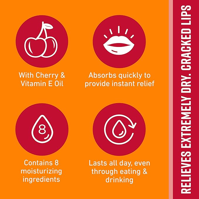 O'Keeffe's Lip Repair Lip Balm with Cherry & Vitamin E Oil, Stick (Pack of 3)
