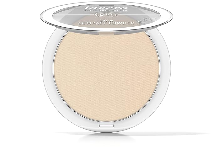 lavera Satin Compact Powder -Medium 02- nude - Almond Oil & Rice Powder - Vegan - Mattifying - Long-Lasting - Velvety Texture 0.32 Fl Oz