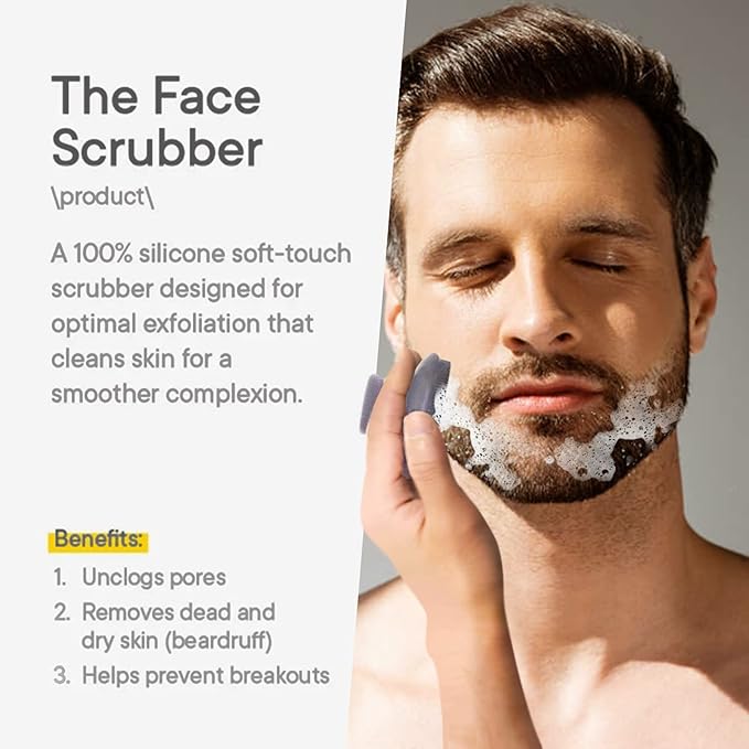 VWMYQ Face Scrubber - Silicone Facial Cleansing Brush for Men - Exfoliating and Cleansing - Waterproof - Gray