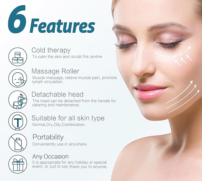 Ice Roller, ESARORA Ice Roller for Face & Eye, Puffiness, Migraine, Pain Relief and Minor Injury, Skin Care Products with 2 Roller (1 Plastic Roller & 1 Stainless Steel Roller)