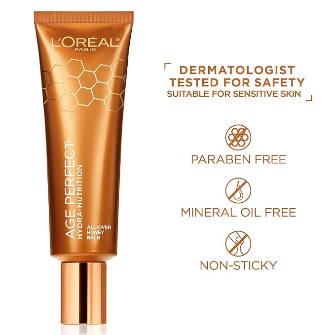 L'Oreal Paris Skincare Age Perfect Hydra-Nutrition All-Over Balm with Manuka Honey Extract and Nurturing Oils, to Soothe and Rescue Dry Skin, Paraben Free, 1.7 oz.