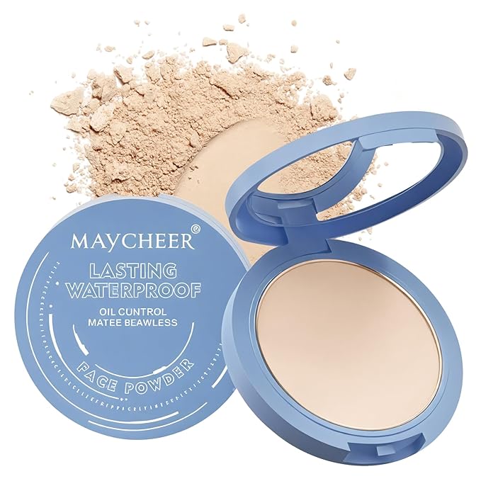 Maycheer Face Powder - Maycheer Lasting Waterproof Pressed Powder Compact, Oil Absorbing Pressed Powders Compact for Face, Available in 3 Different Shades (01# CALASSICIVORY, One size)