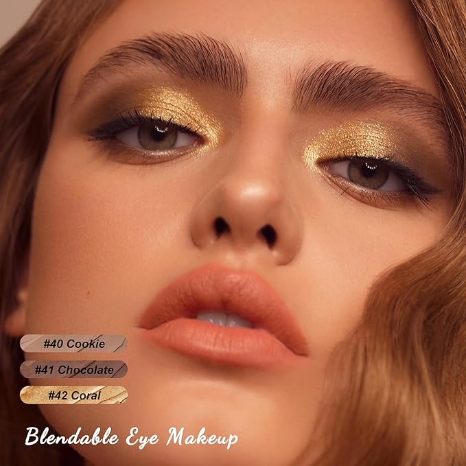 FOCALLURE 3PCS Cream Matte and Shimmer Eye Brightener Stick,Light to Dark Orange Eyeshadow Pencil,Long Lasting Eye Shadow Highlighter Stick Makeup,Gold Rush