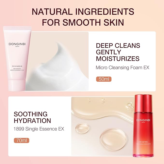 [Upgraded] DONGINBI Korean Red Ginseng Essential Care Set EX, Anti Aging Skin Care Routine Kit - Skin Moisturizing For All Skin Type