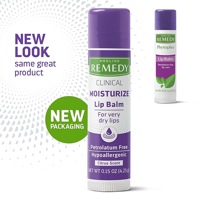 Medline Remedy Clinical Lip Balm, 3 Count, Citrus Scent, Moisturizing, Hydrating, Nourish, Nutrient Rich, Soothing Natural Oils, Revitalize, Comforting, Skin Conditioners, 0.15 oz Stick (Pack of 2)