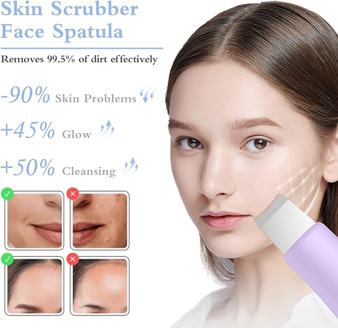 Skin Scrubber Face Spatula Skin Spatula Pore Cleaner Blackhead Remover Tools for Facial Deep Cleansing Skin Care Tool for Men and Women (Purple)