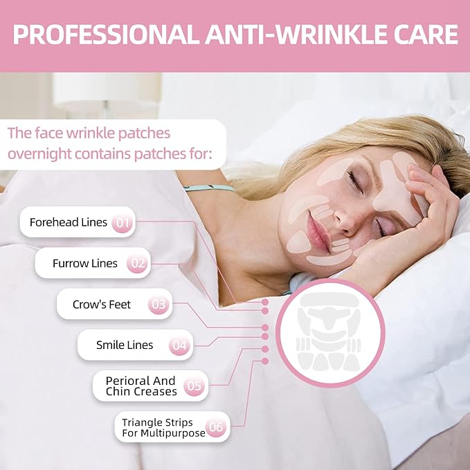 Face Wrinkle Patches – for Forehead Lines, Frown Areas, Smile Creases & Fine Signs – Overnight Anti-Aging Facial Stickers to Smooth Skin, Safe and Gentle for All Skin Types, 160 Pcs Included
