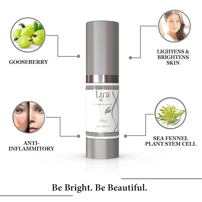 Lira Clinical PRO Lite Serum – Discoloration Correcting Face Serum for Women – Dark Spot Remover with Vitamin C & Hyaluronic Acid – Pore Tightening & Hydrating Skincare – Professional Facial Care